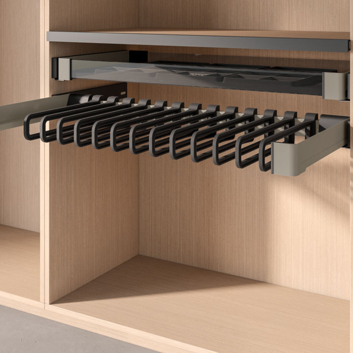 КОМПЛЕКТ Держатель для брюк и юбок выдвижной 450 мм, Конеро W 434-494 мм, D 475 мм, с 5 вешалками, Ш